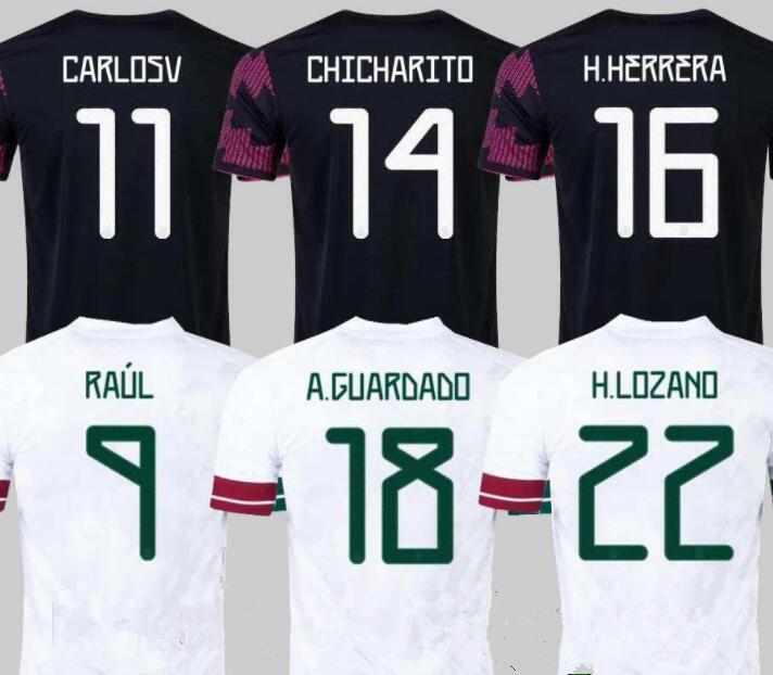 

2021 Mexico soccer jerseys Copa america Camisetas 20 21 CHICHARITO LOZANO DOS SANTOS 2021 football shirts Men, Black