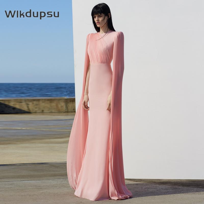 

Casual Dresses Celebrity Evening Floor Length Maxi Dress Women Luxury Runway Designer Formal Fashion Long Cloak Sleeve Ladies, Black