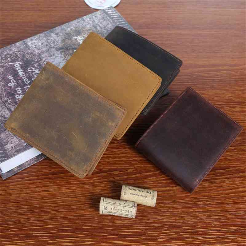 

2021 new men's RFID mad horse head leather wallet short laser engraving, Brown 1