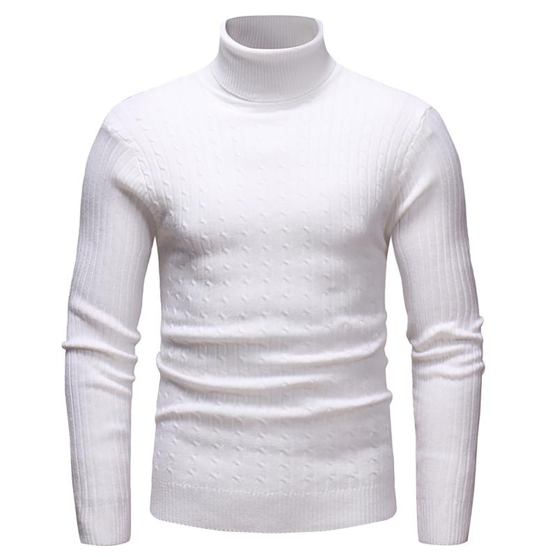 

Men's Sweaters 2021 Autumn And Winter Casual Bottoming Shirt Turtleneck Knitted Solid Color Slim High-quality Elasticity Pullovers Sweate, White;black