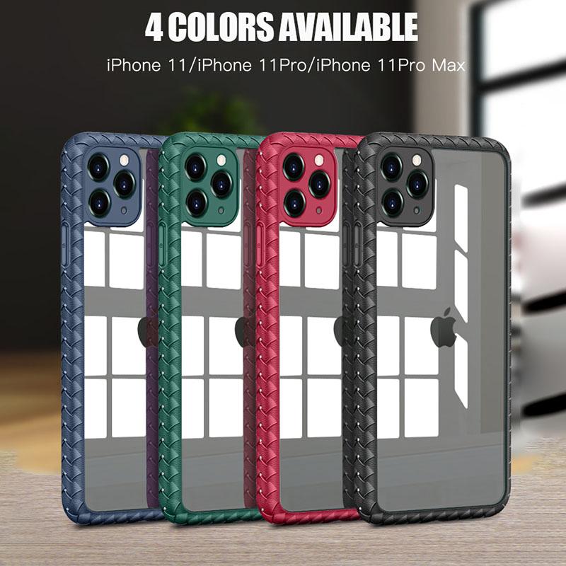 

Weave Transparent PC TPU 2 in 1 Phone Case For iPhone 12 11 Pro Max XS XR XS MAX