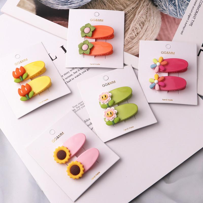 

Hair Accessories 2pcs Colorful Flower Duckbill Clip Cute Daisy Kids Girls Baby Kawaii Clips Headwear