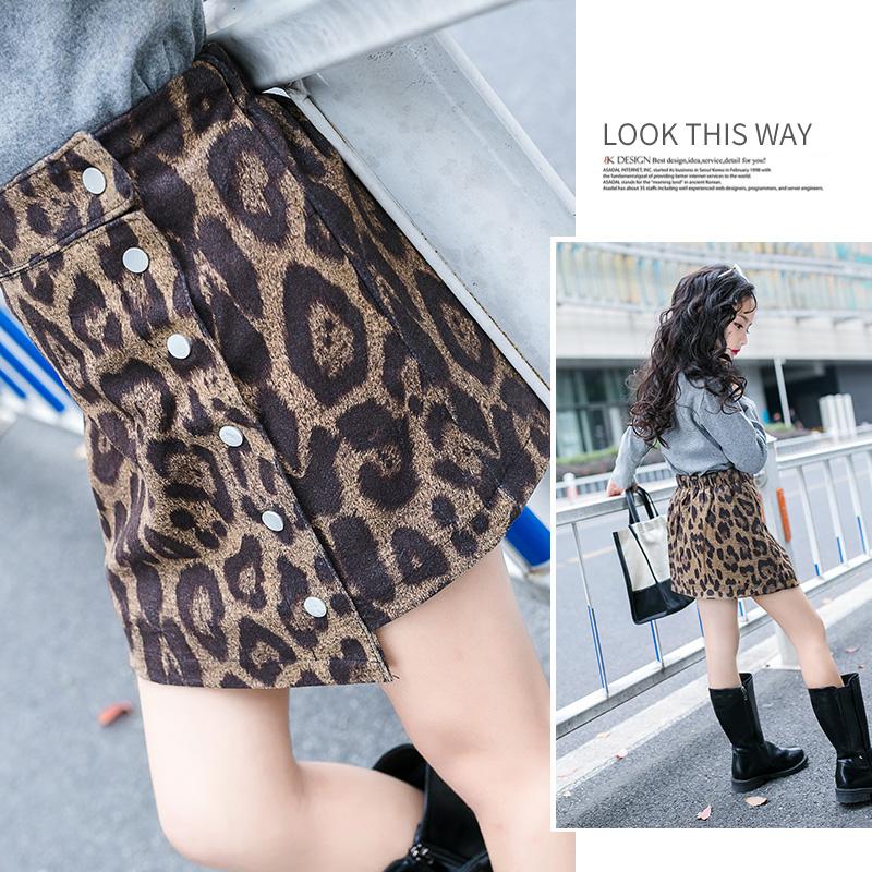 

Skirts Girls Autumn And Winter 2021 Deerskin Cashmere Leopard Short Skirt Children's Foreign Gas Thickening Tide