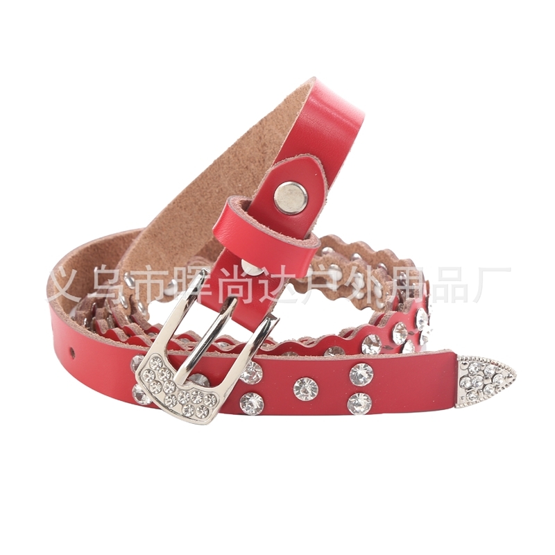

Designer belts 2023 Red drill rivet with diamond leather belt new thickened waist seal factory outlet