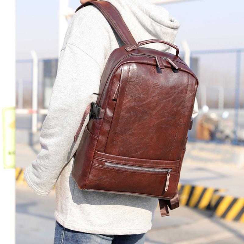 

Backpack Men PU Outdoor Casual Rusksack For Teenager Student Schoolbag Large Capacity Shoulder Bag Women Sport Travel Pack, Black