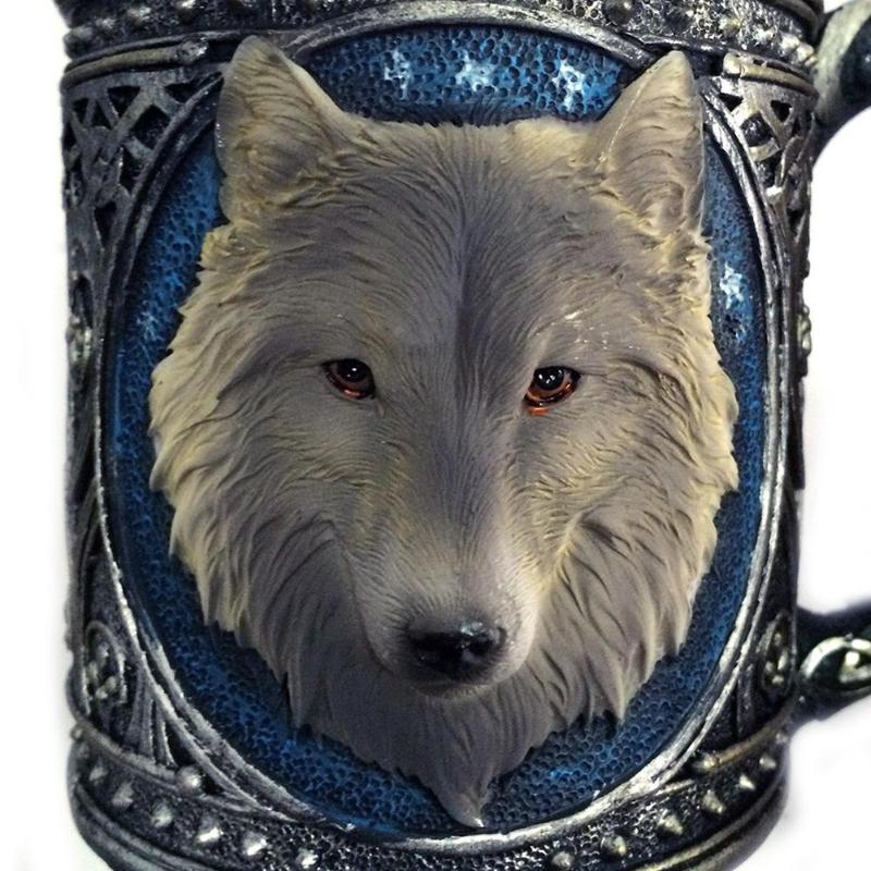 

Wolf Head Stainless Steel Resin Beer Juice Milk Water Cup Portable Car Home Office Coffee Mug For Gifts Mugs