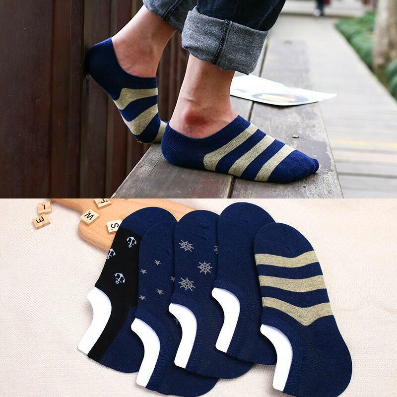 

Men's Socks 5 Pair S Spring Summer Boat Short Cotton Striped Male Ankle Korean Style Liner Mens Invisible Slippers