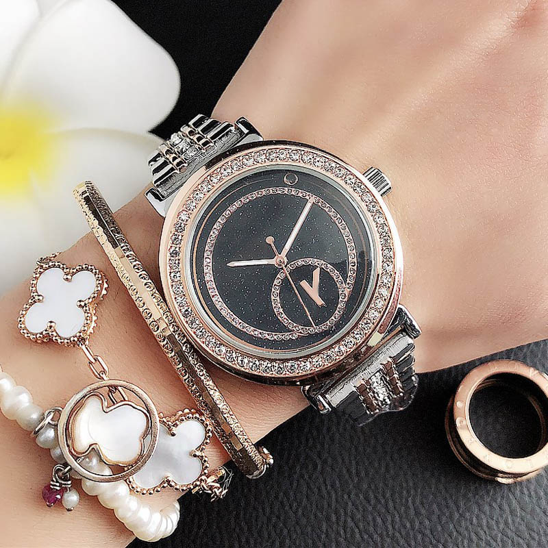 

Fashion Brand Watches women Girl Big letters style Metal steel band Quartz Wrist Watch M88, Rose gold