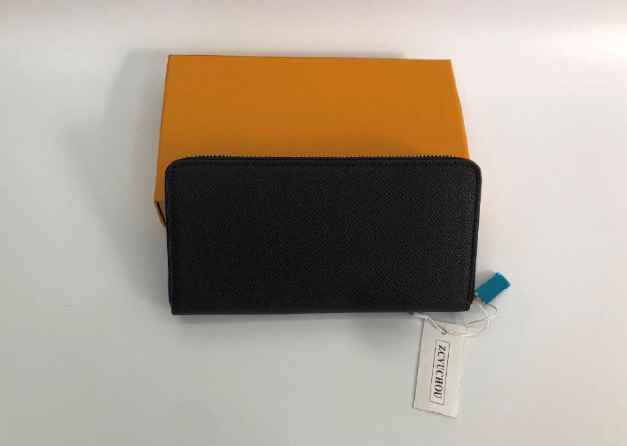 

Designer leather zipper wallet long fashion clutch bag old flower black grid white old grid