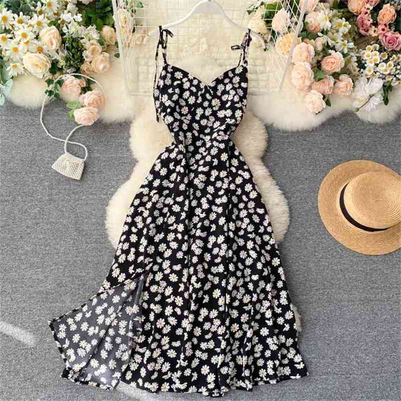 

Women Black Floral Printed Dress Summer Sexy V-neck Bandage Dresses Vestidos Mujer Ladies Vintage Long Robe Kleid Boho 210525