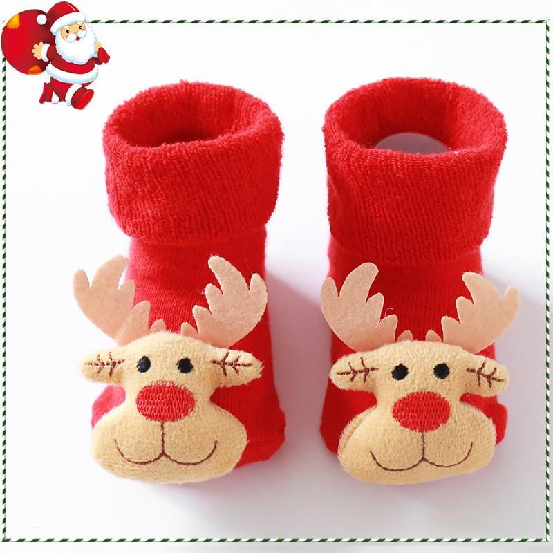 

Socks Cute Cartoon Elk Baby Floor Santa Claus Christmas Tree Toddler Born Thick Warm Anti-Slip For Boys Girls, A11