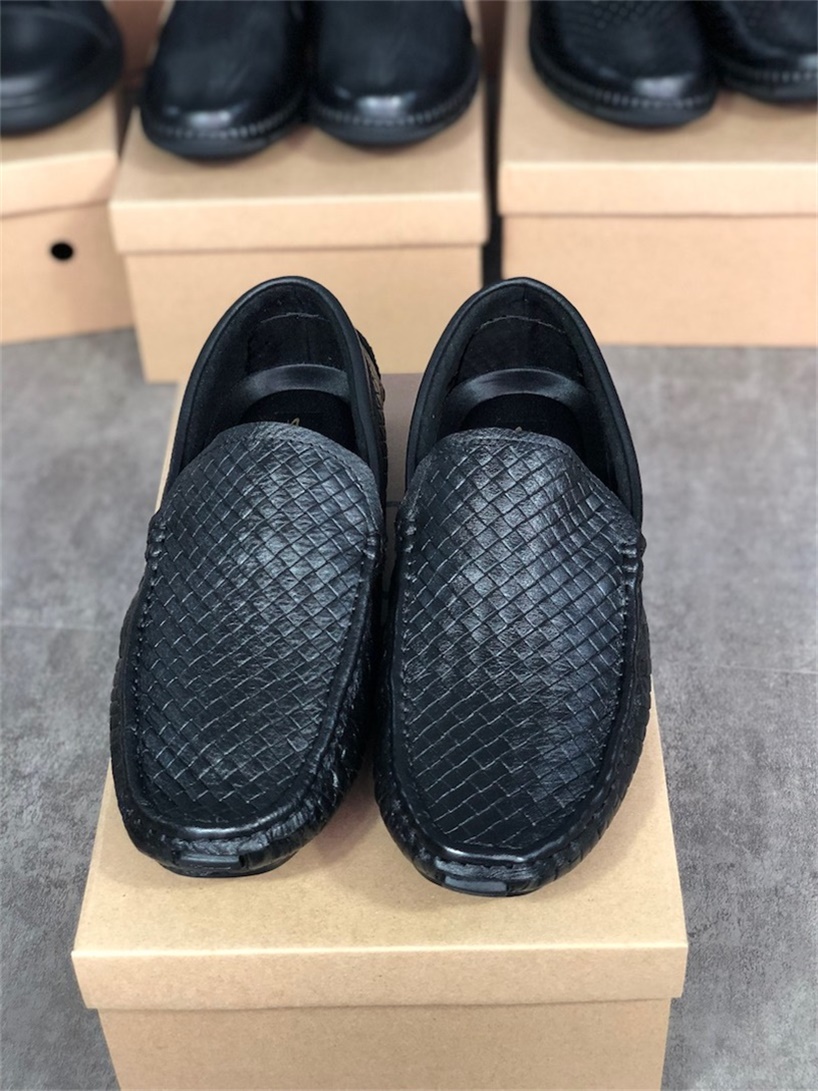

High Quality Designer Mens Dress Shoes Luxury Loafers Driving Genuine Leather Italian Slip on Black Casual Shoe Breathable With Box 021, Color 1