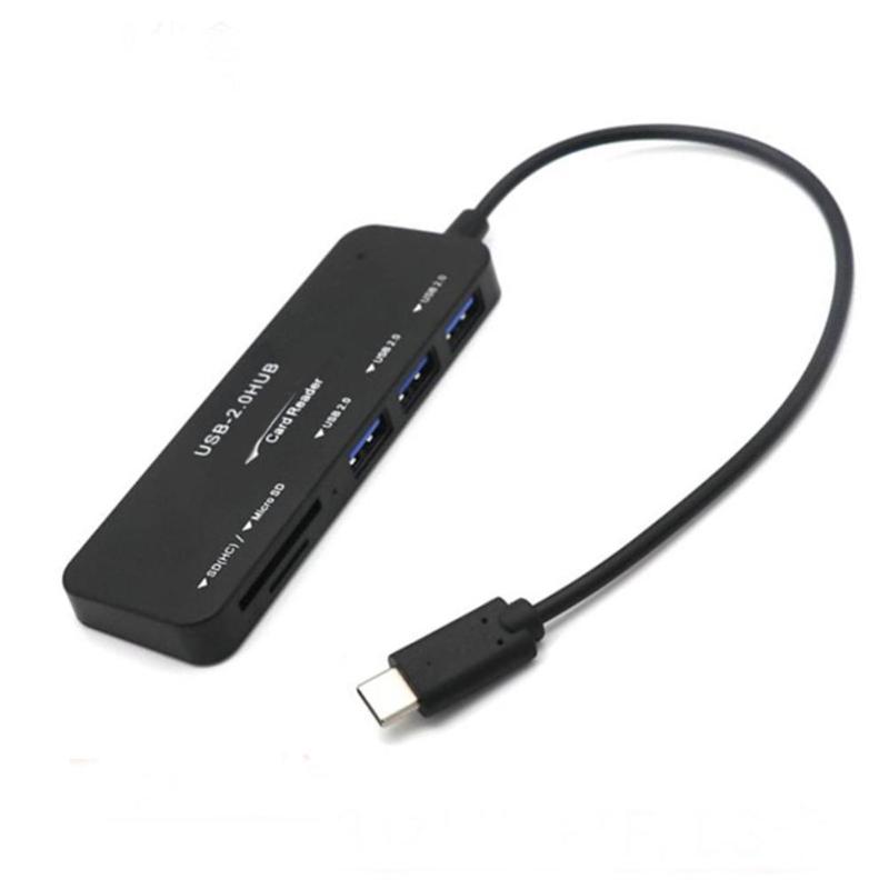 

Hubs 1Pcs Portable USB C Type-C 2.0 Hub 3 Ports Divider Card Reader Multi Splitter For SD TF Laptop PC Computer 2021