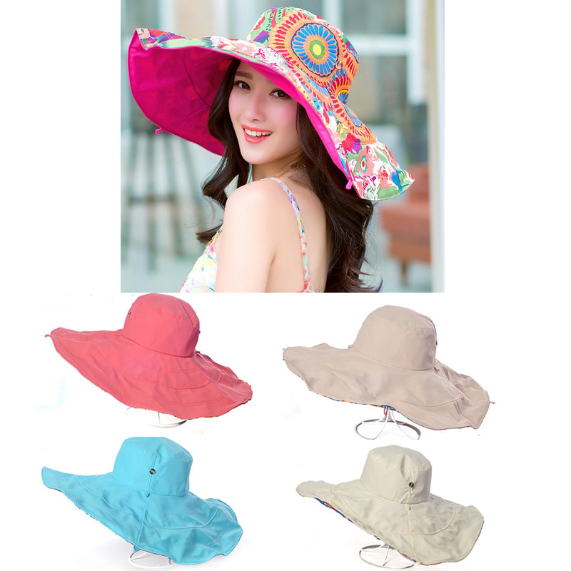 

Sporting Goods Hiking Outdoor Sports Fashion Women's Summer Beach Wide Brim Sun Protection Anti-UV Foldable Hat Cap