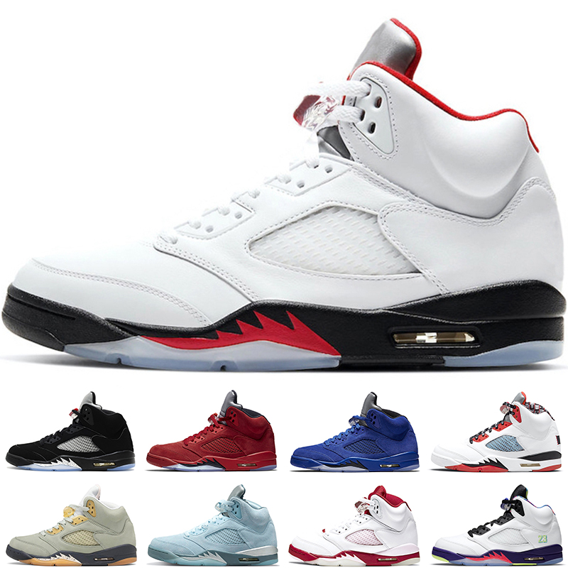 

Jumpman 5s Basketball Shoes 5 Mens Stealth 2.0 OG Fire Red Anthracite Raging Bull High Quality Trainers Outdoor Sneakers Sports Size 7-13, #10 blue bird 40-47