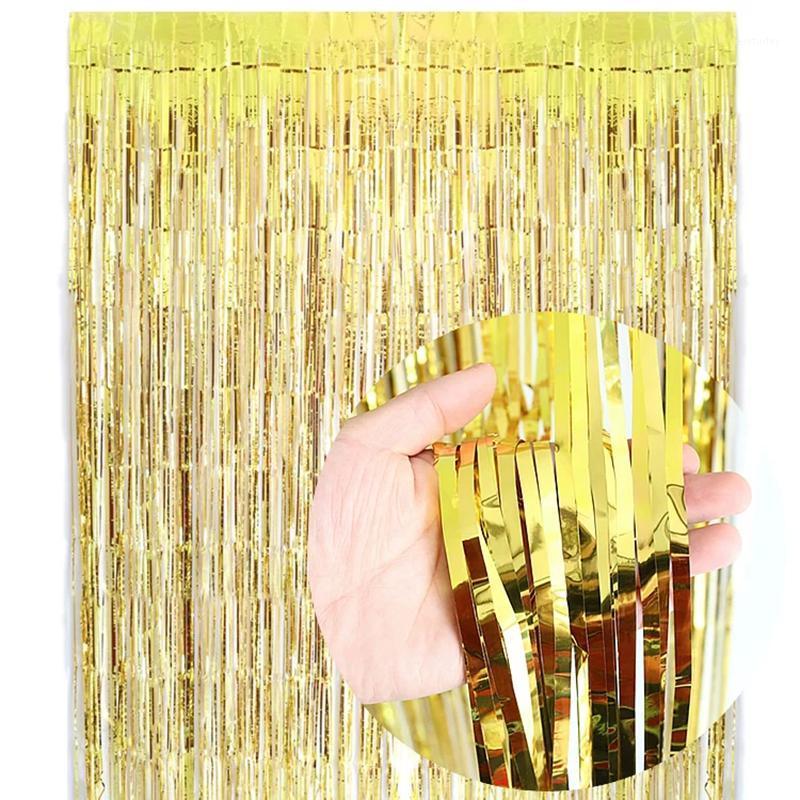 

Party Decoration 3*1m Wedding Background Layout Blue Golden Red Rain Silk Curtain 1st Birthday Happy Easter Supplies