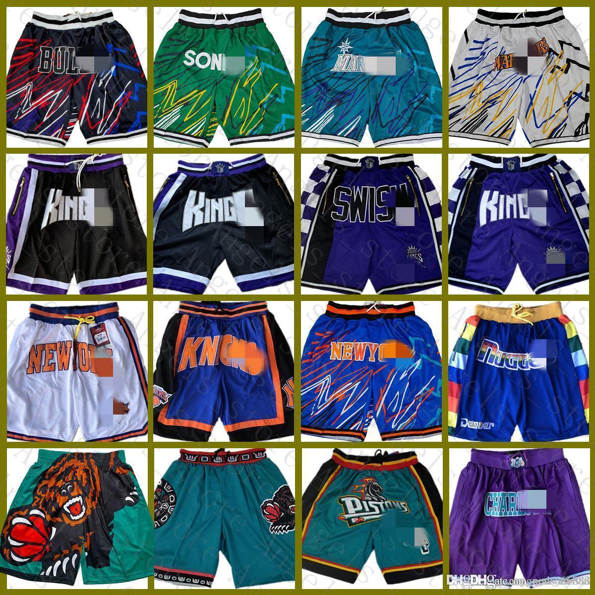 

Denver Nuggets New York Knicks Just Basketball Shorts DON Charlotte Hornets Kings Detroit Piston Mens, Black;red