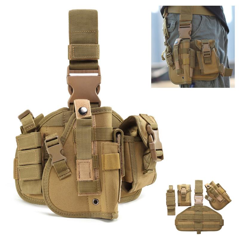 

Stuff Sacks Military Tactical Drop Leg Bag Multifunction Combination Pistol Holster Hanger Camouflage Pockets Thigh Pack Hunting, Khaki