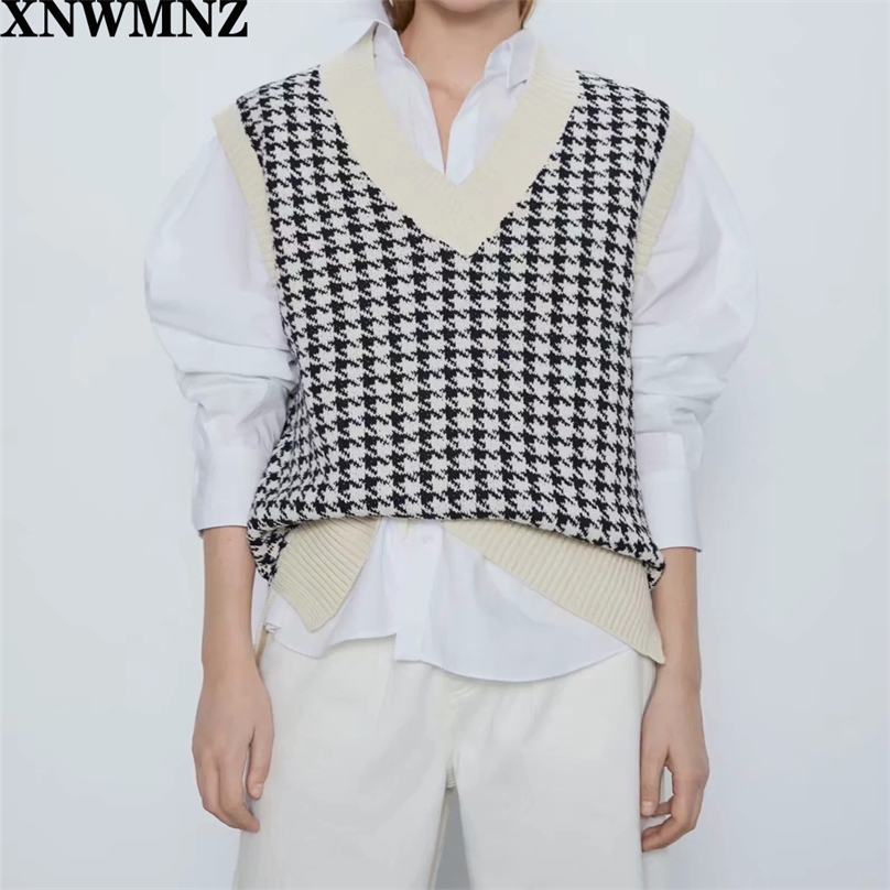 

Knitted Sweaters Pullovers Vest Women Plaid Sleeveless Casual Ladies Sweater Female Spring Autumn High quality 210520, Blue