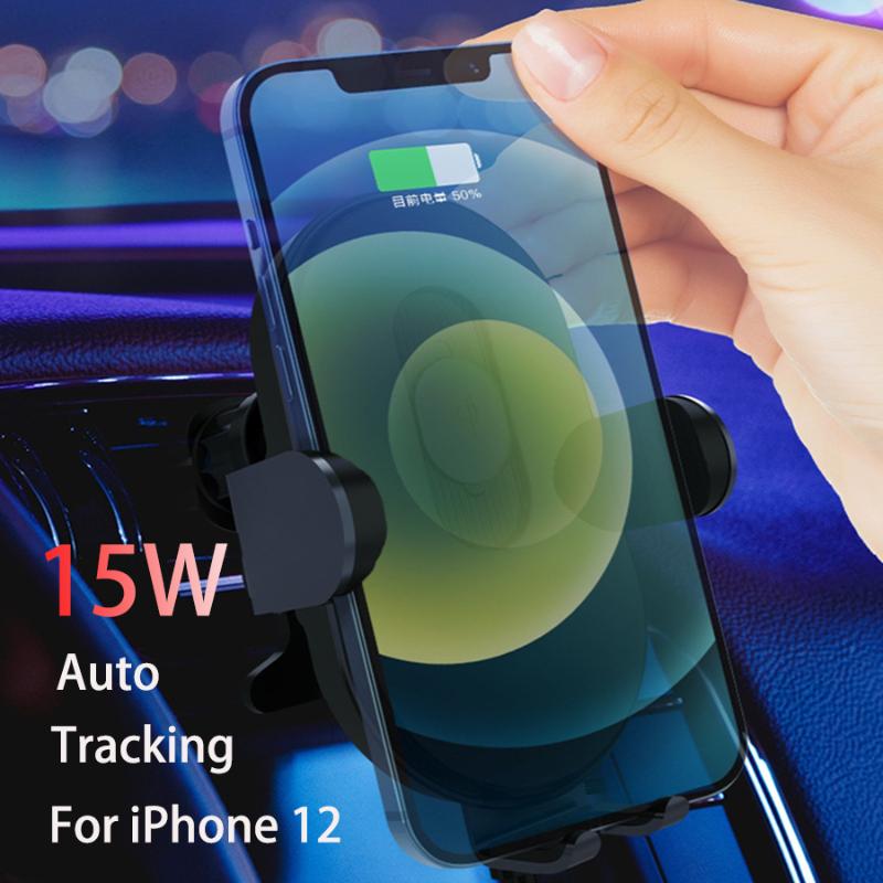 

Cell Phone Mounts & Holders Smart Auto Scan Coil 15W Wireless Fast Charger For 12 Pro Max Mini Air Vent Mount Bracket Car Holer Stand