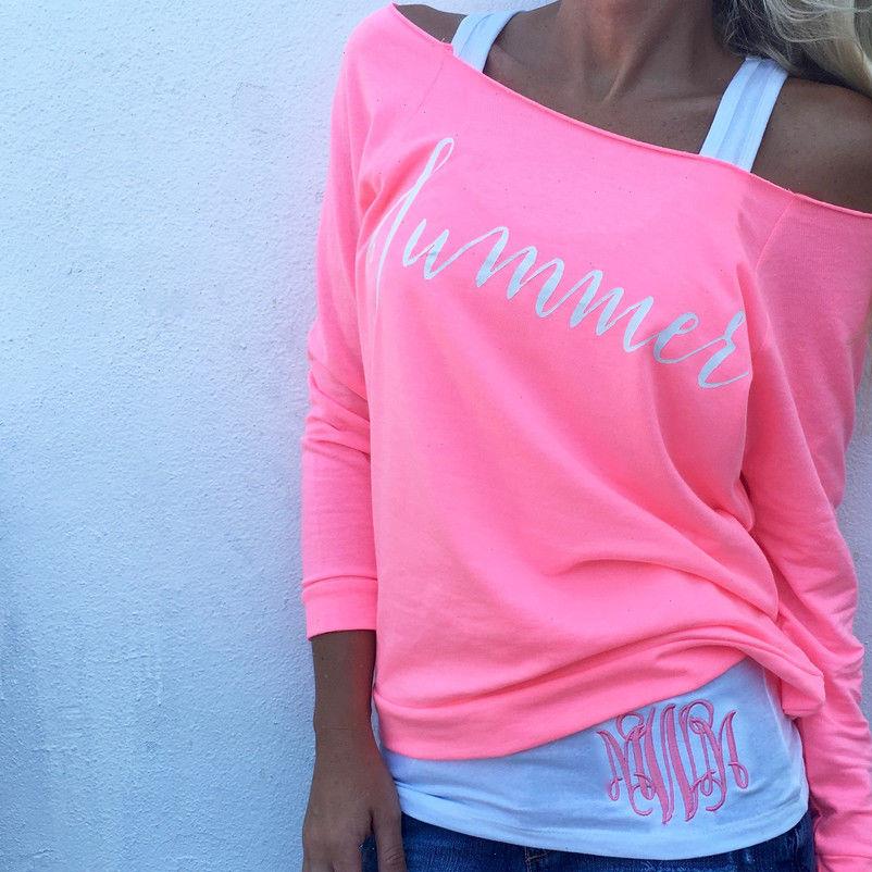 

slash neck women t shirt womens ladies summer loose casual long sleeve causal woman clothesstreetwear, White