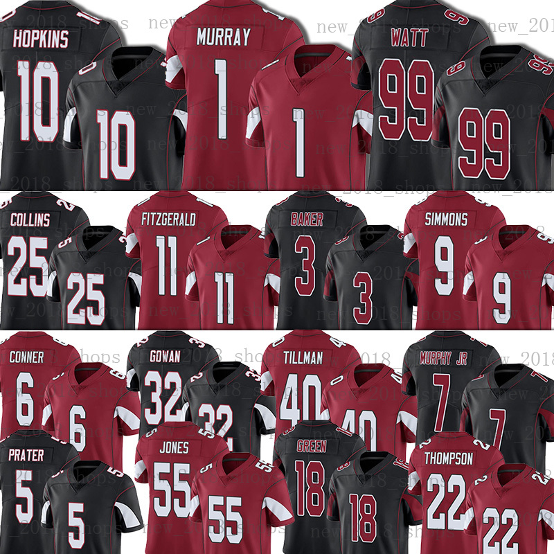 

1 Kyler Murray 10 DeAndre Hopkins Football Jersey ArizonaCardinals99 J.J. Watt Larry Fitzgerald Budda Baker Isaiah Simmons Zaven Collins, Custom men jersey