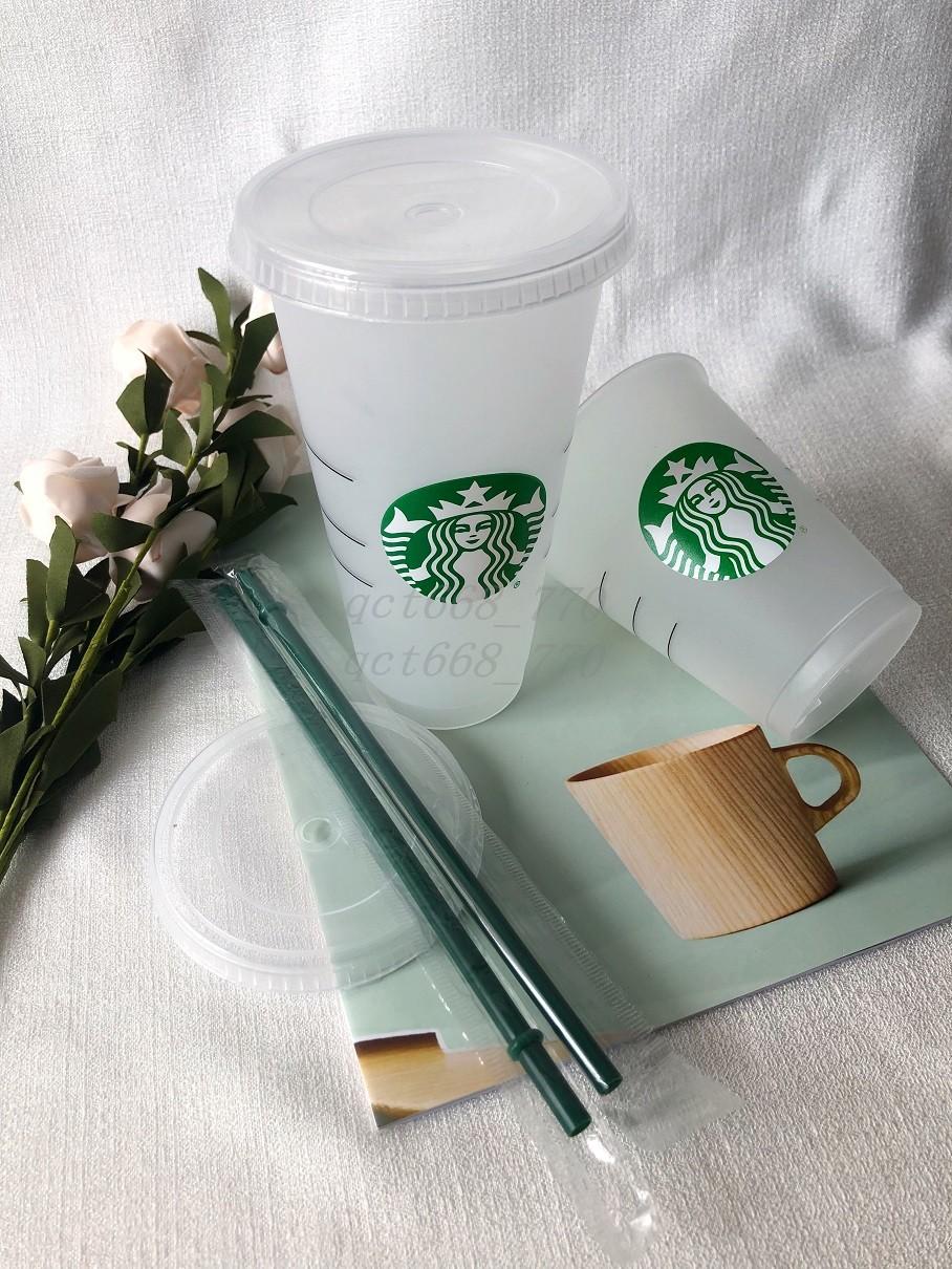 

High quality Starbucks 16 oz 24 oz mug, plastic drink cup with straw, magic coffee cup, custom transparent cup, 50pcs DHL delivery, As picture