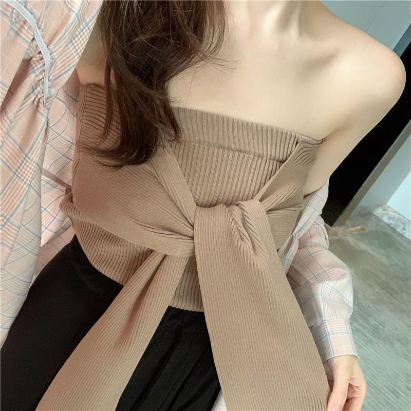 

Women's T-Shirt Elastic Bandage Summer Crop Top Women Casual Knitted Strapless Off Shoulder Sexy Vest Female T Shirt For T-Shirts 2021, Green t shirt