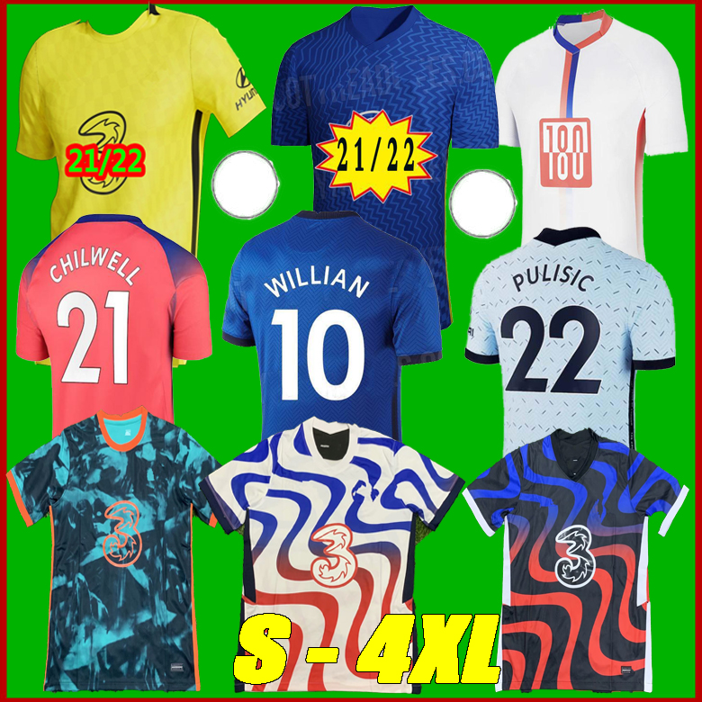 

size S-4XL 2021 CFC PULISIC soccer jerseys 2122 HAVERTZ KANTE WERNER ZIYECH ABRAHAM CHILWELL MOUNT JORGINHO 4TH football shirt, Blue