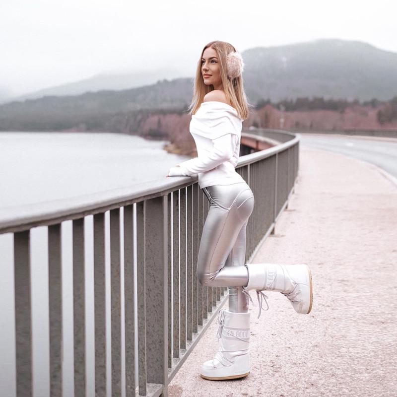 

Women's Pants & Capris Melody Women Pu Leather Skinny Metallic Glitter Motorcycle Streetwear Fashionable Fleece Inside Warm Winter, Black;white