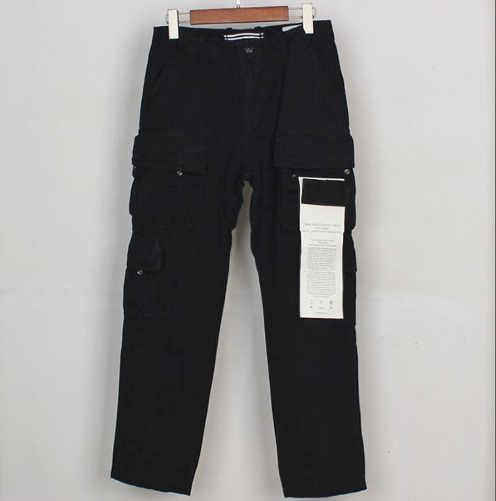 

21SS ISLAND Spring STONE Cotton Badge Embroidery Cargo Pant Casual Loose Pocket Long Trouser High Quality Summer Hip Hop Pants 022, Black
