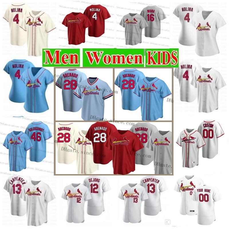 

28 Nolan Arenado St. Louis Cardinal Jersey Men Women Youth 46 Paul Goldschmidt 4 Yadier Molina 1 Ozzie Smith 25 Dexter Fowler Custom Jerseys, Blue;black