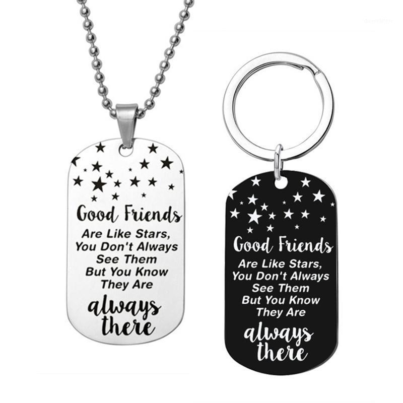 

Stainless Steel Friendship Engraved Letters Keychain Love Army Necklace To Friend Chains