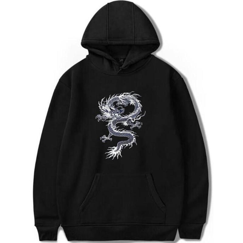 

Men's Hoodies & Sweatshirts Chinese Dragon Print Hoodie Street Casual Hip Hop High-End Brand Hoody Plus Size Coat Jacket, Black
