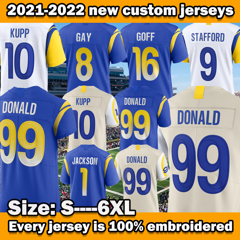 

99 Aaron Donald Men' Jerseys 10 Cooper Kupp Women' Football Jersey Stafford Gurley II Goff Bettis Dickerson Faulk Ramsey Gay Akers Jackson Youngblood, Choose the style of jersey you like
