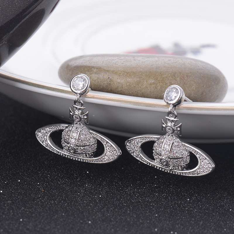 

Charm Women Girls Ladies Chakrabeads Xi Tai Saitan Rhombus Rivet Fashion Wild Saturn Earrings Temperament Design Creative jllbPk, Golden