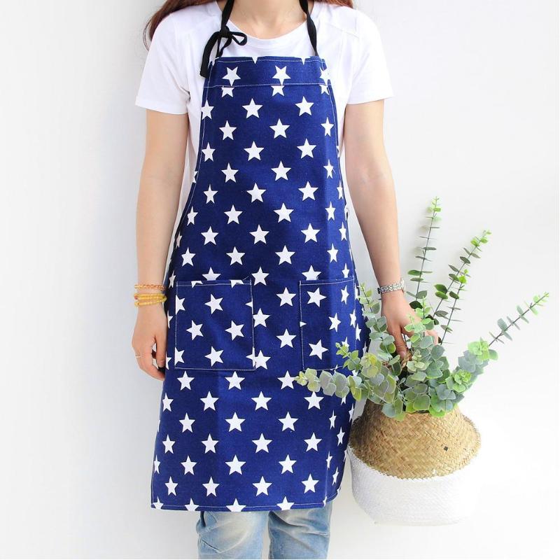 

Adjustable Five-pointed Star Print Home Kitchen Cooking Baking Barbecue Apron Household Cleaning Tools Aprons