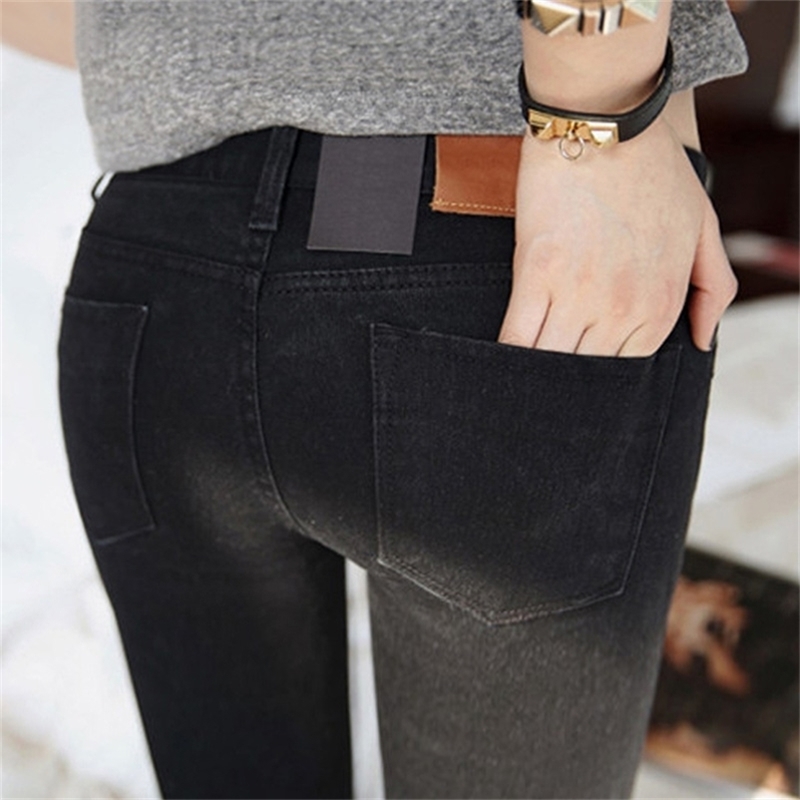 

NJ01 Women jeans In the spring Black Stretch Jeans female Korean stretch slim pants feet 210629