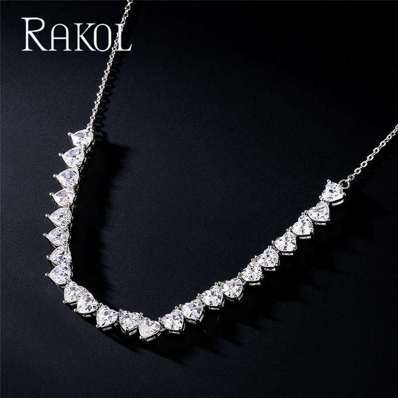 

Chokers RAKOL Shinny Heart Shape CZ Zircon Adjustable Choker Necklace For Elegant Women Party Dinner Dress Jewelry
