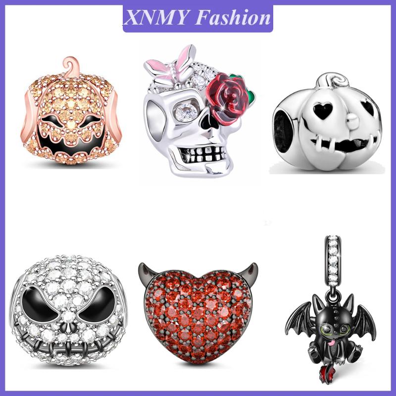 

Other XNMY Silver Color Halloween Pumpkin Skull Charms Zircon Bead DIY For Original Bracelet Jewelry Women