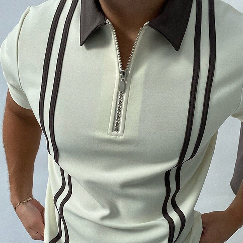 Chemise de golf pour hommes Street Collier Street Daily Fermeture à glissière à manches courtes Tops Sportswear Casual Fashion Confortable White