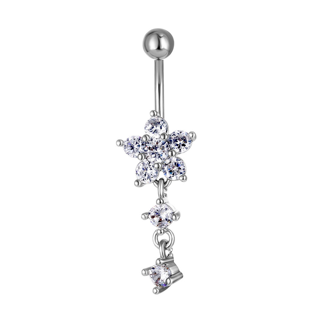 

D0949B Zircon Clear Stone Belly Navel Button Ring