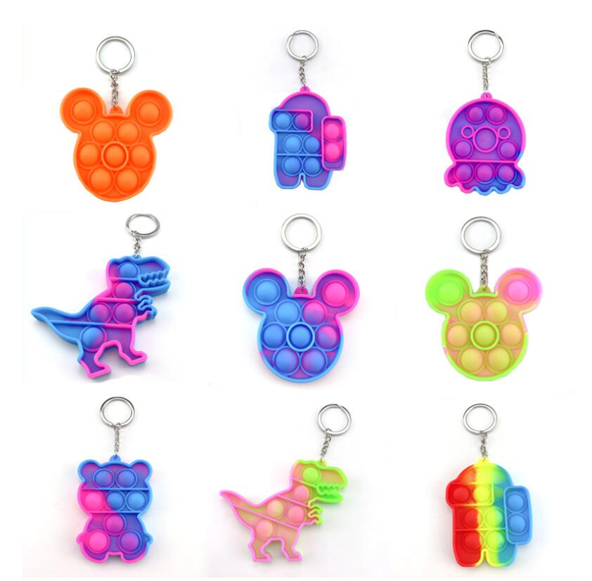 

High quality DHLFidget toy party favorite sensory jewelry keychain push poop bubble cartoon simple dimple relieve stress