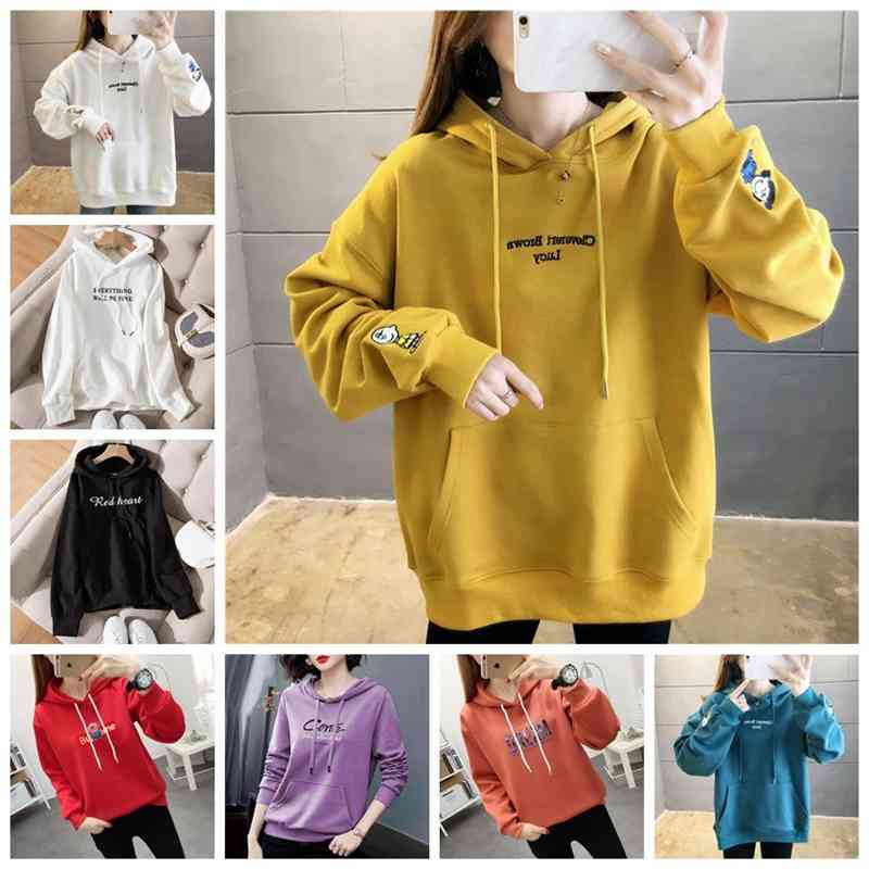 

2021 spring and autumn new temperament commuter Korean loose casual hooded women's sweater, Multiple multicolor