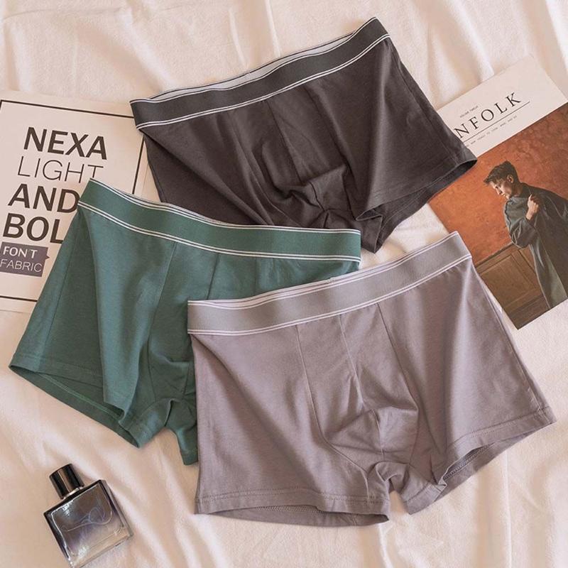 

Underpants 1PC Simple Fashion Solid Color Underwear Breathable Soft Cotton Men Boxers Large Size Comfortable Middle Waist Panties, Black;white