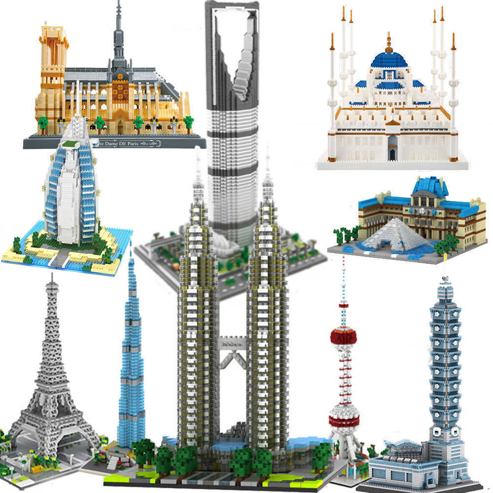 

Architecture Mini Blocks Model Building Burj Khalifa London Eiffel Tower Big Ben Notre Dame Micro Bricks Expert Sets Pyramid H0824