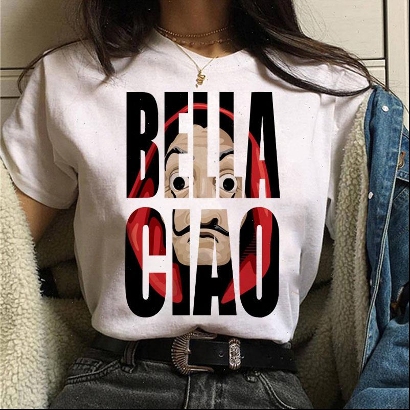 

la casa de papel money womens t shirts heist tees tv series short sleeve house of paper funny female, White