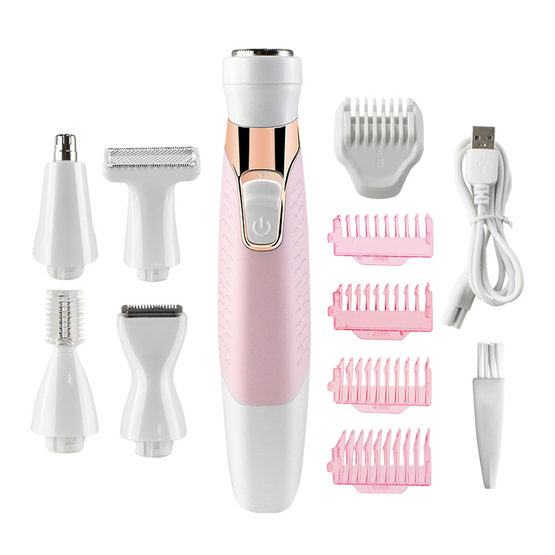 

5 in 1 multifunctional epilator eyebrow face nose hairs whole body removal device lady hair trimmer pink