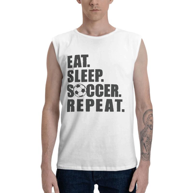 

Men' Tank Tops Eat Sleep Soccer Repeat Mens Sleeveless Tees Shirts, White;black