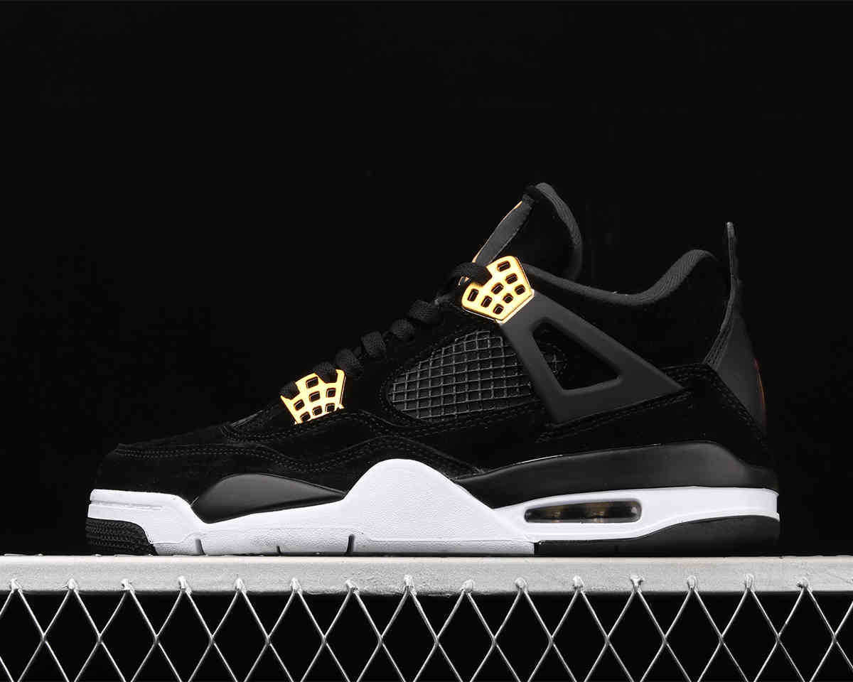 

Royalty Jumpman 4 4s fashion shoe black gold Mens Womens Basketball Shoes, Bubble wrap packaging